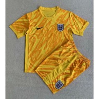 Camisa de Futebol Inglaterra Goleiro Equipamento Principal Infantil Europeu 2024 Manga Curta (+ Calças curtas)